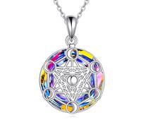 DAYLINLOVE Metatron - Collana con ciondolo a forma di cubo, in argento Sterling 925, con cristalli e metatron, per donne e uomini