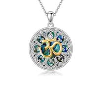 DAYLINLOVE Om Collana in argento sterling 925 con ciondolo Buddha Lotus Abalone conchiglia Om spirituale indù amuleto protezione gioielli regalo per donne ragazze donne mamma, Argento sterling,