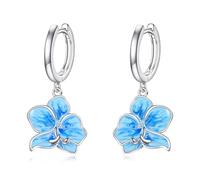 DAYLINLOVE Orecchini a forma di orchidea, in argento sterling 925, con orchidee, con fiori smaltati, regali per donne e mamme