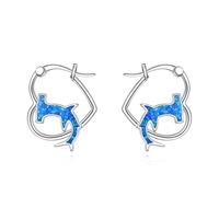DAYLINLOVE Orecchini a forma di squalo, in argento Sterling 925, con opale blu, per donne e ragazze