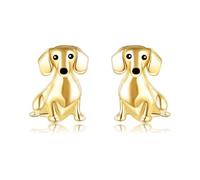 DAYLINLOVE Orecchini a lobo in argento Sterling 925/placcato oro rosato/bassotto carino orecchini gioielli per cani regali per donne mamma moglie bassotto amanti, Sterling Silber, Argento sterling,