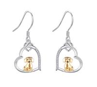 DAYLINLOVE Orecchini bassotto in argento Sterling 925/placcato oro rosato/bassotto orecchini cuore cane gioielli regali per le donne madre moglie bassotto amanti, misura unica, Argento sterling,