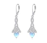 DAYLINLOVE Orecchini celtici in argento sterling 925, nodo celtico, pietra di luna, pendenti, orecchini irlandesi nordici, idea regalo per donne e ragazze