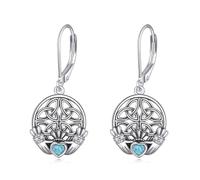 DAYLINLOVE Orecchini con nodo celtico, in argento sterling 925, Claddagh, turchesi, pendenti, orecchini celtici irlandesi, idea regalo per donne e ragazze