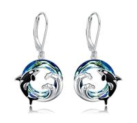 DAYLINLOVE - Orecchini da donna in argento sterling 925, orecchini pendenti in cristallo oceano animale orca gioielli regalo per ragazze uomini marini amanti dell'oceano, Non conosciuto