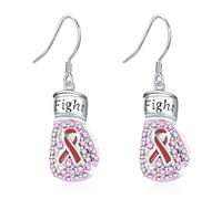 DAYLINLOVE Orecchini per cancro al seno in argento Sterling 925 fascia rosa guantoni da boxe orecchini per il cancro al seno gioielli sopravvissuti