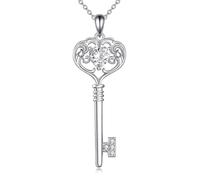 DAYLINLOVE Portachiavi collana in argento sterling 925 chiave per il vostro cuore appeso la collana chiave gioielli regalo per donne ragazze chiavi amanti, Zirconia cubica