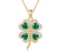 DAYLINLOVE Quattro Foglia Collana Trifoglio In Argento Sterling 925 Verde Shamrock Ciondolo Collana Trifoglio Gioielli Per Le Donne, Nessuna pietra preziosa