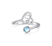 DAYLINLOVE Regali per infermiere in argento sterling 925, stetoscopio con pietra di luna, regolabile, anello aperto RN, infermiera, riconoscimento, laurea, gioielli da donna, metallo prezioso, Nessuna