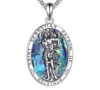 DAYLINLOVE Sacro Sebastian, collana in argento sterling 925, con ciondolo a forma di conchiglia, santo sebastiano, amuleto cattolico, regalo per donne e uomini