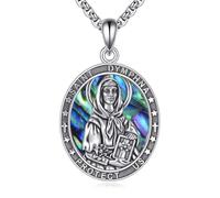 DAYLINLOVE St Dymphna, collana in argento sterling 925, con ciondolo a forma di conchiglia, cristiano, religioso, cattolico, regalo per donne e ragazze