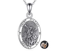 DAYLINLOVE St Michele L'Arcangelo Collana in argento sterling 925 San Michele Medaglia Ciondolo Collana Protezione Amulet Saint Michele Gioielli per donne e uomini