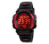 Dayllon Orologio digitale per bambini Sport all'aperto 50 m impermeabile Orologio elettronico Allarme 12/24 h Cronometro Calendario Ragazzo Ragazza Orologio analogico,Rosso Nero Xs