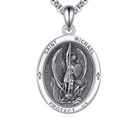 DAYLONLOVE Arcangelo Michele collana in argento sterling 925 ossidiana amuleto protettivo San Michele gioielli per donne uomini amici