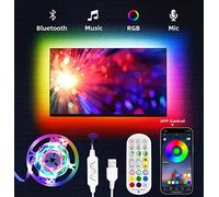 Daymeet Luci a LED per TV, luci a LED 3M per retroilluminazione TV RGBIC striscia luminosa per TV USB da 32-60 pollici dietro l'illuminazione, luce di colore arcobaleno Glow Music Sync Bluetooth APP