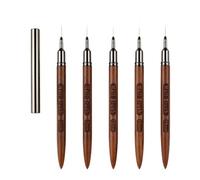 DAYnagh 6/9/12/15/18mm Pennello professionale per Nail Art Unghie in legno con cappuccio, 5 pennelli extra sottili ultra sottili per smalto semipermanente per unghie gel vernice acrilica