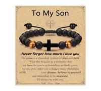 DAYnagh Croci Regolabili Bracciale Perle Per Ragazzi Chiesate Conferma Gift Comunione Con Regali Box Godson Figlio Nione Bracciale A Corda Fatta A Mano