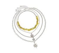 DAYnagh Set Gioielli Da Collana A Ciondolo Sun And Star Set Per Donne Catene Regolabili A Strati Regolabili NEID CORCO ACCESSARE MATURA INSIZIONI STRUATO GIOITÀ SOTTIMA