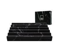 DAYONE Portasapone con effetto marmo, portasapone con creste salva sapone, rettangolare, con piedini antiscivolo, vassoio per sapone per bagno, lavello, cucina e spa (nero)