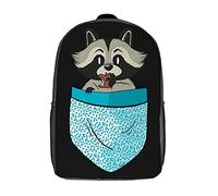 Daypack Design Tascabile Di Procione Zaino Università Multicolor Zaino Per Bambini L'Uso Quotidiano Zaino Per Le Scuole Per Bambini, Studenti, Trekking, 43X32X14Cm