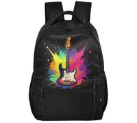 Daypack look minimalista pelle di pesca fodera 6 scomparti per ragazzi 7-18 | Chitarrista Cadeau Chitarra Strumento Musique Couleur Noel