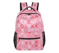 Daypack look minimalista tessuto twill tessuto multi tasche per ragazzi | Xoxo Pattern in Blush e Rosso per San Valentino per Ragazze Xoxo