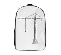 Daypack Operaio Edile Di Gru Di Schizzo Rucksack Casual Zaino Da Scuola Impermeabile Zaino Università Per Escursionismo, Trekking, Adulti, 43X32X14Cm