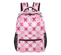 Daypack - Spallacci regolabili in tessuto twill stile moderno per ragazzi | Xoxo Pattern in Blush e Rosso per San Valentino per Ragazze Xoxo