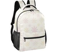 Daypack - Zaino con tasche multiple in twill dall'aspetto minimalista, per ragazzi dai 7 ai 18 anni, Pretty Rose Blush Ombre Fiocchi di neve di Natale su bianco invernale, Medium, Zaino