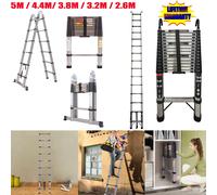 DayPlus Scala telescopica Scala pieghevole in acciaio inossidabile Scala a soppalco allungabile portatile Capacità carico massimo 150 kg/330 libbre,EN131