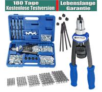 DayPlus Set di pinze per dadi per rivetti, set di pinze per rivetti filettati, 150 dadi per rivetti in M5 M6 M8 M10 M12, pistola per dadi per rivetti per rivetti a mano resistente