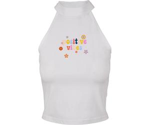 Days Beyond Donna Positive Vibes Top corto a collo alto M Bianco