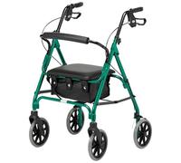 Days Lightweight Folding Four Wheel Rollator Walker with Padded Seat, Lockable Brakes, Ergonomic Handles and Carry Bag, Limited Mobility Aid, Racing Green, X-Small(Eligible for VAT relief in the UK)