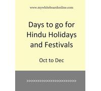 Days to go for Hindu Holidays and Festivals: Oct to Dec