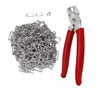 DAYSLIVES Pinze per anelli di maiale angolate con 300 anelli di maiale zincati, pinze professionali a molla, kit di installazione per tappezzeria, recinzione, corda elastica, salsicce e involucri di