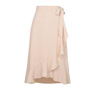 Daysskk Gonna avvolgente per donna asimmetrica con volant lunghezza midi, Beige, S
