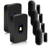DAYTECH Sensore di allarme wireless per porta, campanello di allarme aperto, allarme di ingresso per casa, negozio, ufficio, portata di 100 m, 55 suonerie, 5 volumi, 2 ricevitori e 4 sensori