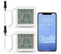 DAYTECH Termometro e igrometro WiFi intelligente per congelatore, allarme con temperatura ambiente e igrometro, avvisi app e display digitale, per casa/ristorante/ufficio, nessun hub richiesto, 2