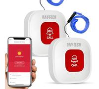 DAYTECH Tuya WiFi Pulsante di chiamata SOS ricaricabile intelligente Pulsante Salvavita Anziani, 2 Pulsante Emergenza Anziani, Allarme personale per anziani disabili(supporta Wi-Fi a 2,4 GHz)