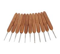 Daytesy 11 Pezzi Uncinetto Ergonomico Set Uncinetti, Kit Uncinetto Completo in Bamboo Crochet Kit Set Uncinetti Ergonomici per Principianticon Antiscivolo Manici in bambù, 0.5mm-3mm