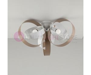 DAYTONA Plafoniera Moderna a 3 Luci con cerchi metallo bianco e tortora