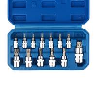 DAYUAN Set di 13 bussole Torx con punte Torx da 3/8" Dr. T8 - T70 E Star Premium S2 in acciaio legato Cr-V in acciaio a stella Torx punte metriche da 1/4, 3/8 e 1/2"