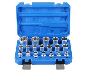 DAYUAN Set di chiavi a bussola, 19 pezzi, 1/2", XZN, 8-32 mm, dadi per spline a 6/12