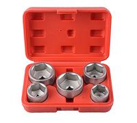 DAYUAN Set di chiavi a tazza per filtro dell'olio da 0,95 cm, 5 pezzi, dimensioni: 24 mm, 27 mm, 32 mm, 36 mm e 38 mm, in acciaio al Cr-V, 6 punte