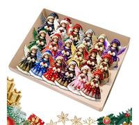 Dayysiuy Decorazioni Natalizie A Forma Di Angelo, Decorazioni Piatte In Legno 2D A Ciondolo 18 Pezzi, Ornamento Colorato Di Piccoli Angeli, Per Decorare Casa Finestre Pareti Porte Albero Di Natale Per