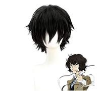 Dazai Osamu Parrucca Anime Bungo Stary Dogs Cosplay Black Short Hair Fiber Syntetic Wig + Brand Wig cap
