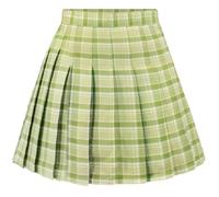 DAZCOS US Size Plaid Gonna Vita Alta Giappone Scuola Ragazza Uniforme Gonne - Verde - 38 IT/40 IT/XS