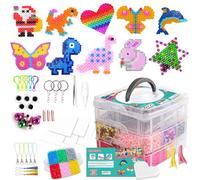 Dazhtu Perline a Fusione,10800 Perline da Stirare con Custodia, 5mm Perline Fusibili, 6 Pegboard,Guida Utente, Set Gioco Creativo Fai Da Te,per hobby creativi, regali Di Compleanno natale Per Bambini