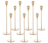 Dazhtu Set di 9 Portacandele in metallo, Candelabro Metallo Oro Portacandele, Cono portacandele vintage, Natale Halloween decorazioni, matrimoni, cene a lume di candela, anniversari,Tre dimensioni