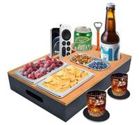 Dazhtu Vassoio da Divano,Snack Box per Divano Bar,con Ciotola per Snack in Acciaio Inox per Alimenti,Vassoio da portata con manici,Coperchio rimovibile,ideale per soggiorno, camera da letto, campeggio